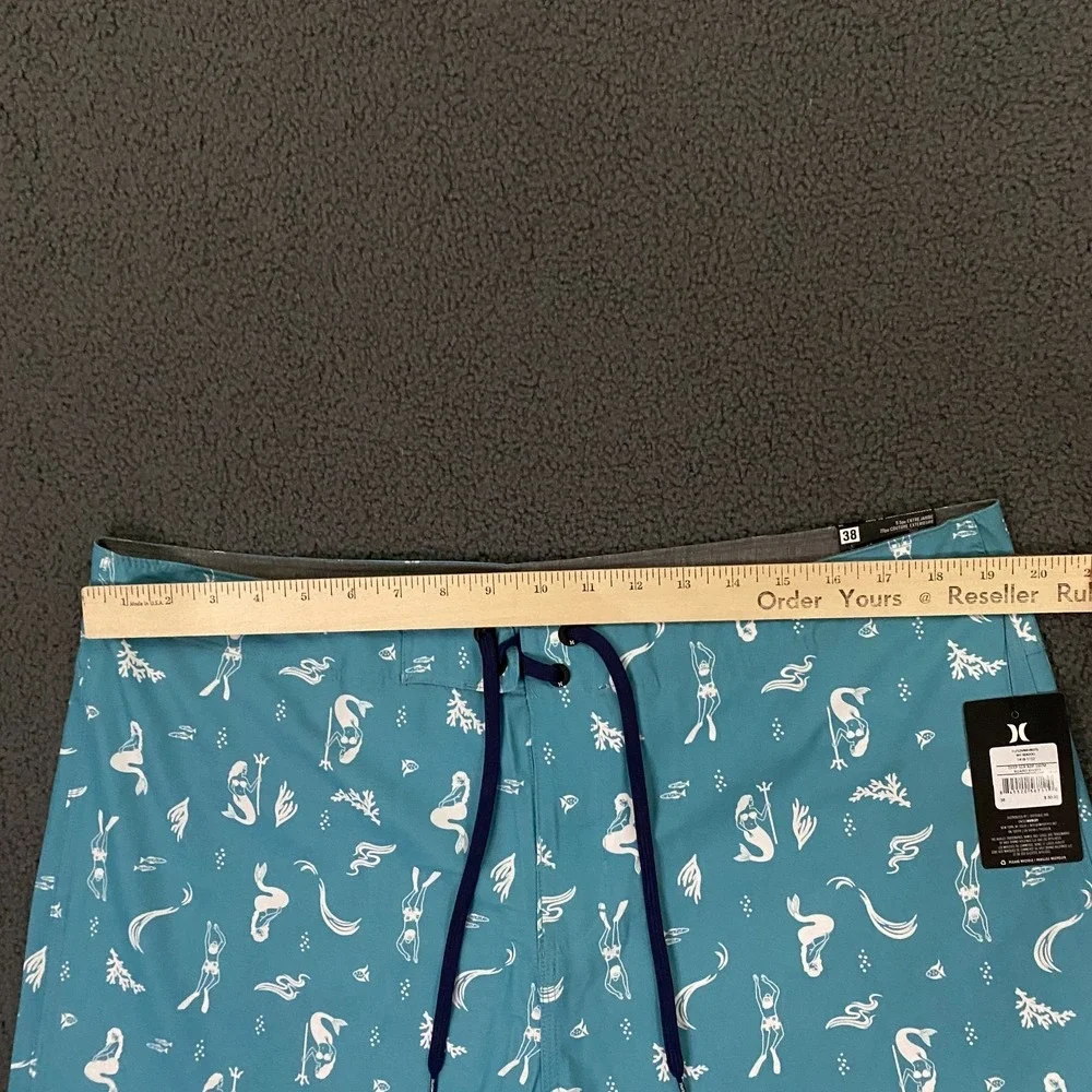 Hurley Deep Sea AOP Swim Board Short Mens 38 Blue Seadoo 9.5